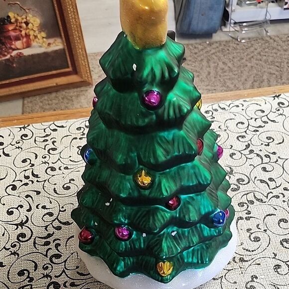 Festive Green Christmas Tree with Snowman Figurine - Picture 3 of 10